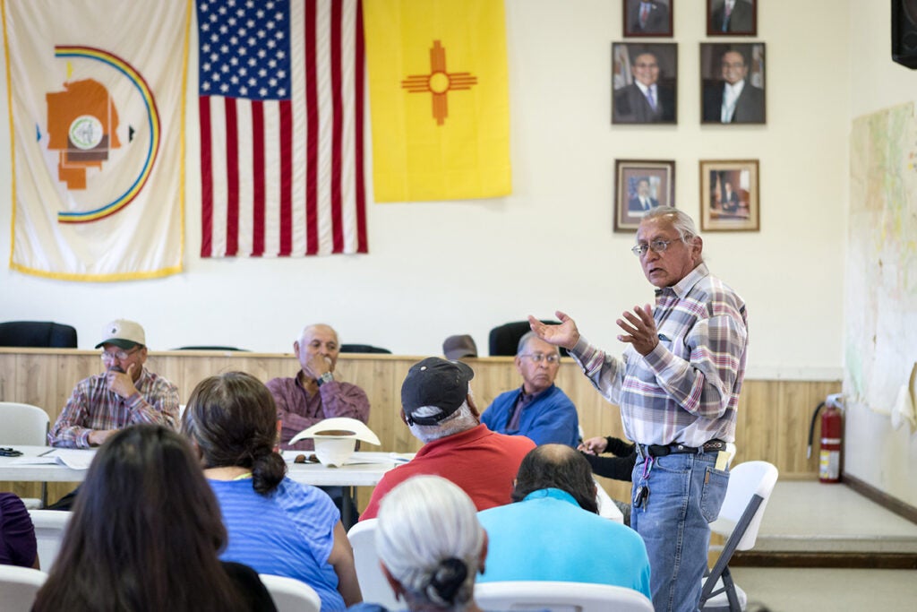 Navajo community leader Daniel Tso speaks out against fracking at a meeting that was required under the National Environmental Policy Act. The law gives communities a chance to speak out against projects that will impact them.
(Steven St. John for Earthjustice)